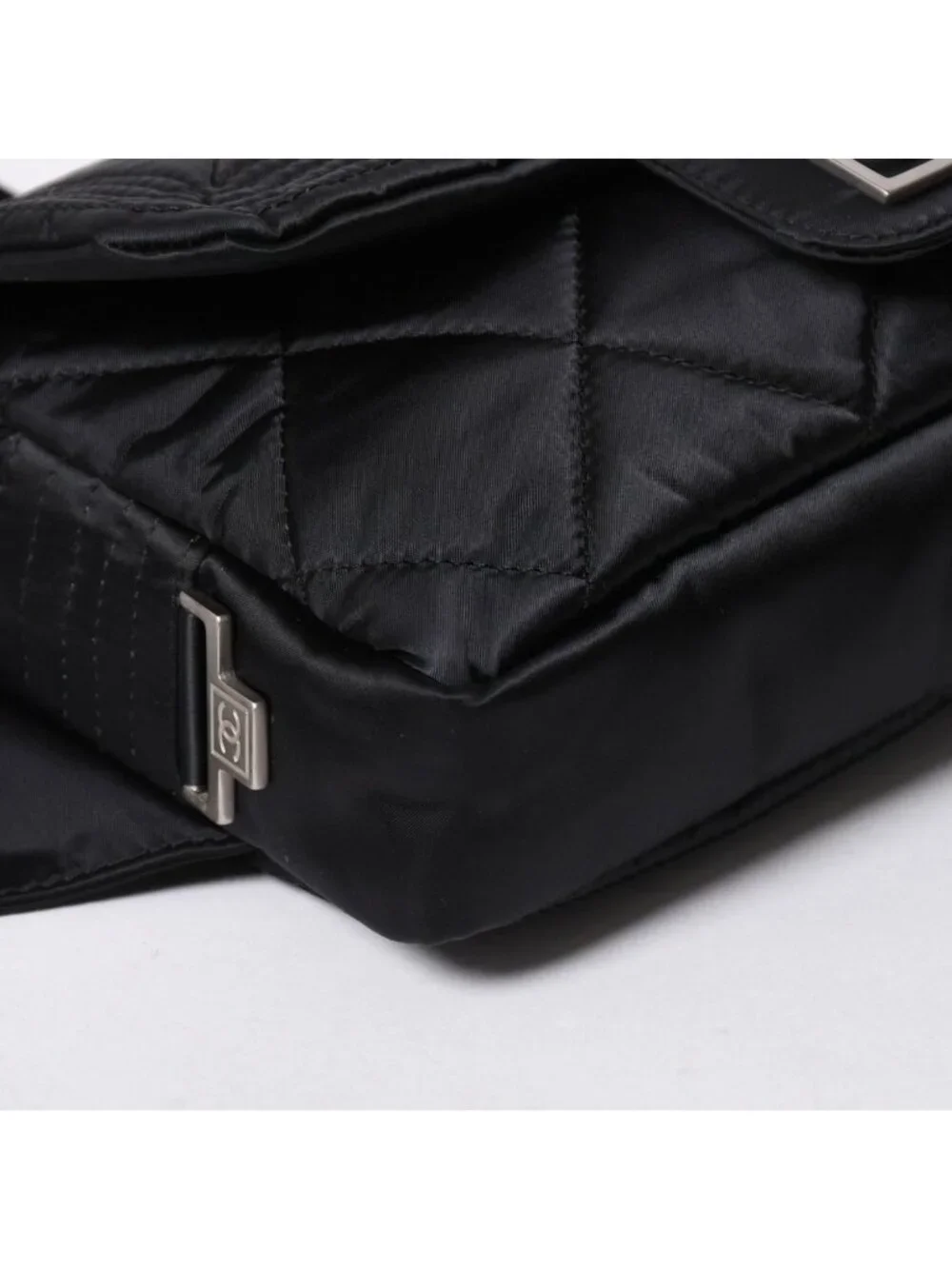 Chanel Sports Line Waist Bag CC Logo Nylon Black Matte Silver